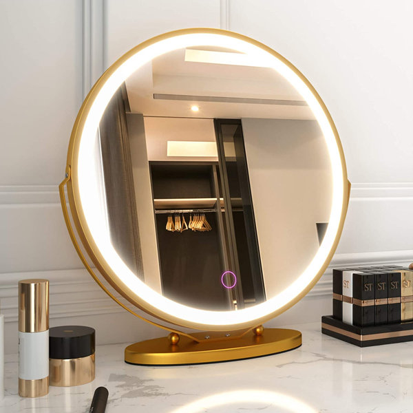 Latitude Run® Vanity Makeup Mirror With Lights, 3 Colour Lighting Dimmable LED Mirror, Touch